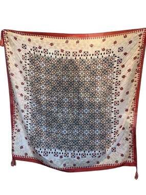 Johnny Was Multi-Pattern Silk Scarf with Tassels